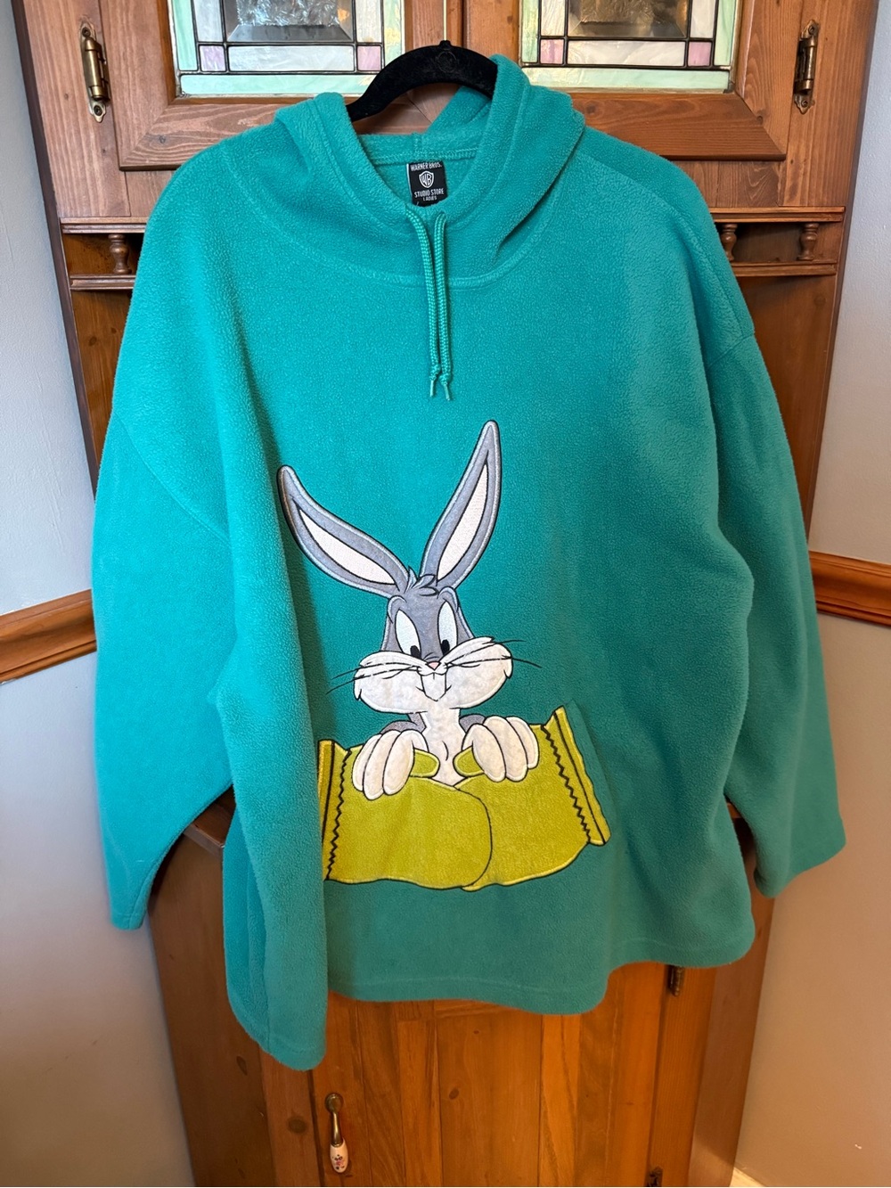 Vintage 1997 Warner Bros Studio Store Looney Tunes Bugs Bunny  Fleece Hoodie L